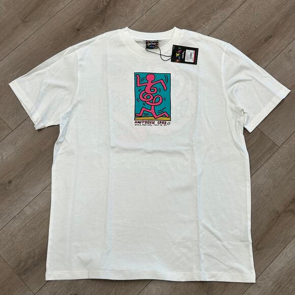 Shoe Palace Keith Haring Montreux 1983 White Tee T Shirt Size Large L B6 - Picture 1 of 5